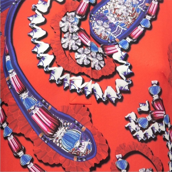 Mary Katrantzou Silk Red Shirt Mini Dress Jewels & Teapot Print Large - Picture 10 of 11